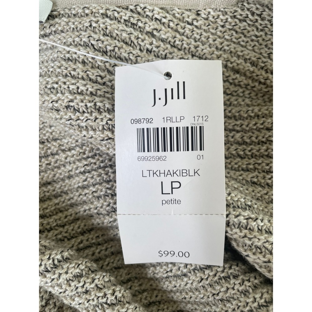 J. Jill Pure Cardigan Womens Large Petite Tan Open Front Pockets Minimalist Work - Picture 8 of 8